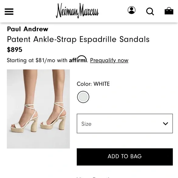 NWT Paul Andrew patent leather square toe strappy espadrille platform sandals